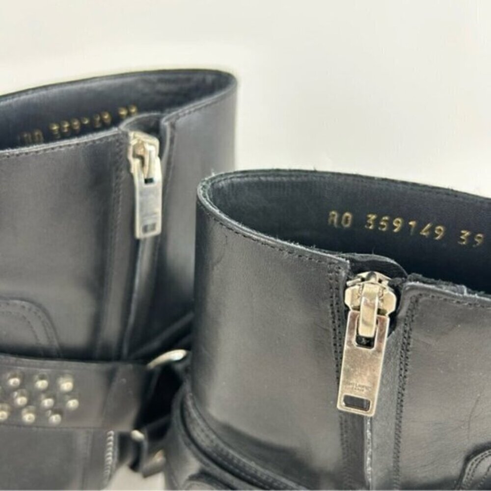 Saint Laurent Studded Black Leather Wyatt Boot Size 39 - Picture 5 of 13
